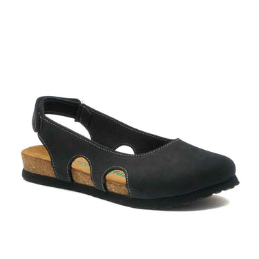 Belinda Cuir Véritable Femme Sandales à Brides, Semelle Orthopédique - Cuir Nubuck Noir