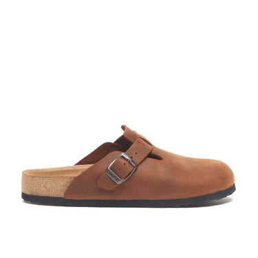 Capri Cuir Véritable Femme Sabots, Semelle Orthopédique - Cuir Huilé Marron