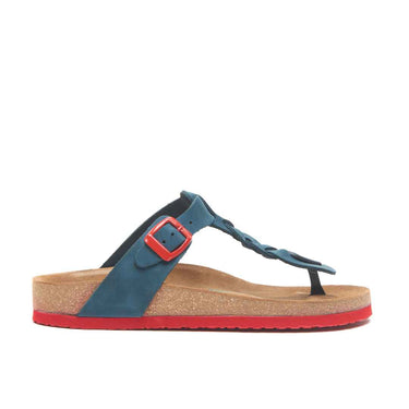 Guidan - Leather Thong Sandals For Women With Arch Support - Navy Nubuck Leather