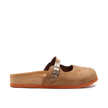 Kelly - Leather Clog Sandals For Women With Arch Support - Sand - Gold Nubuck Leather