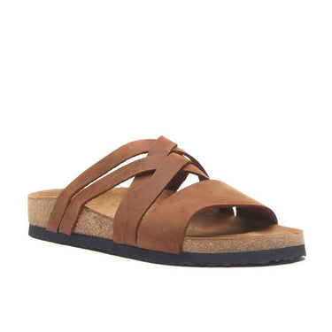 Mitzi Cuir Véritable Femme Mules Multi-Brides, Semelle Orthopédique - Cuir Huilé Marron