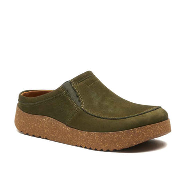 Stark - Genuine Leather Orthopedic Clogs For Women / Green T.Nubuck