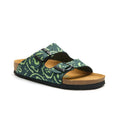 Navy-Green Printed Leather