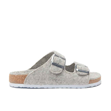 Bali-W - Wool Mule Slippers For Men With Arch Support - Light Grey Wool