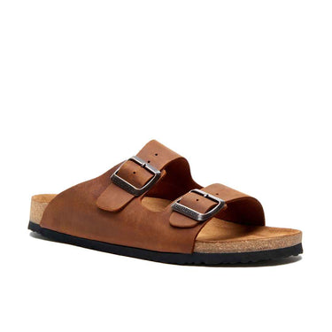 Bali - Leather Two Strap Sandals For Women With Arch Support - Brown Oiled Leather