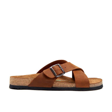 Cross - Leather Sandals For Men With Arch Support - Brown Oiled Leather