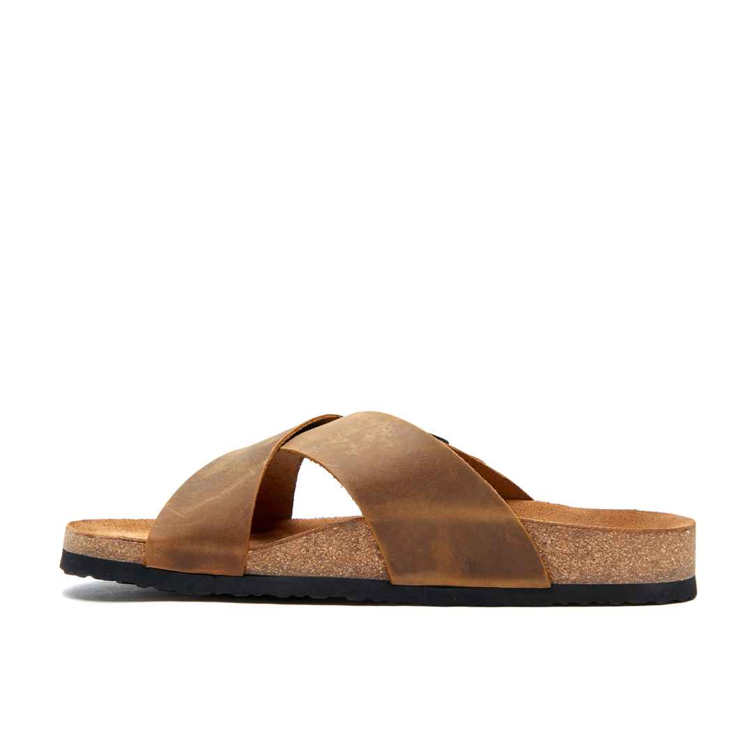 Cross - Leather Two-Strap Arch Support Cork Sandals