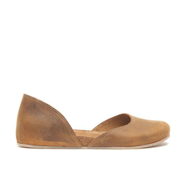 Este - Leather Closed Toe Flat Shoes For Women With Arch Support - Tan Oiled Leather