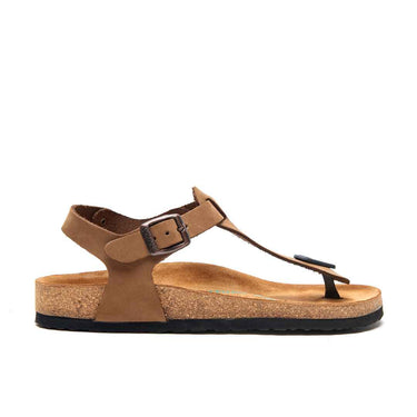 Gerda - Leather Flat Sandals For Women With Arch Support - Sand Nubuck Leather