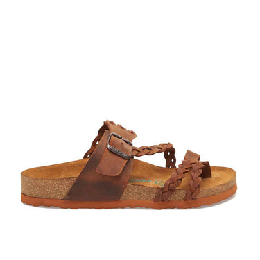 Naomi - Leather Thong Sandals For Women With Arch Support - Brown Oiled Leather