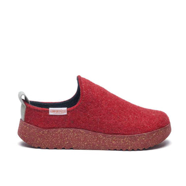 Olwen-W - Wool House Shoes For Men With Arch Support - Red Wool