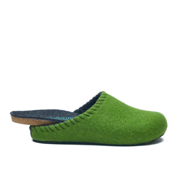 Pine - Wool Mule Slippers For Men With Arch Support - Green Wool