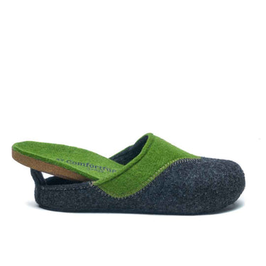 Pinesh - Wool Mule Slippers For Men With Arch Support - Dark Grey-Green Wool