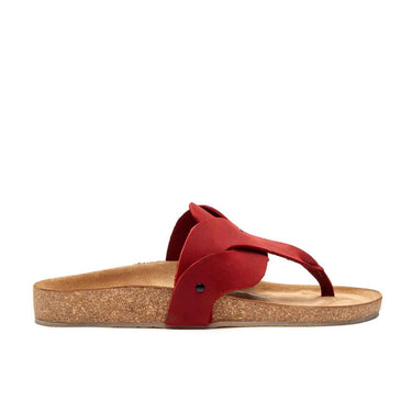 Silvia - Leather Thong Sandals For Women With Arch Support - Red Nubuck Leather