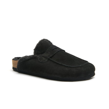 Snug-PL - Leather Clog Sandals For Women With Arch Support - Black Suede Leather