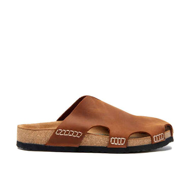 Trudi - Leather Clog Sandals For Women With Arch Support - Brown Oiled Leather